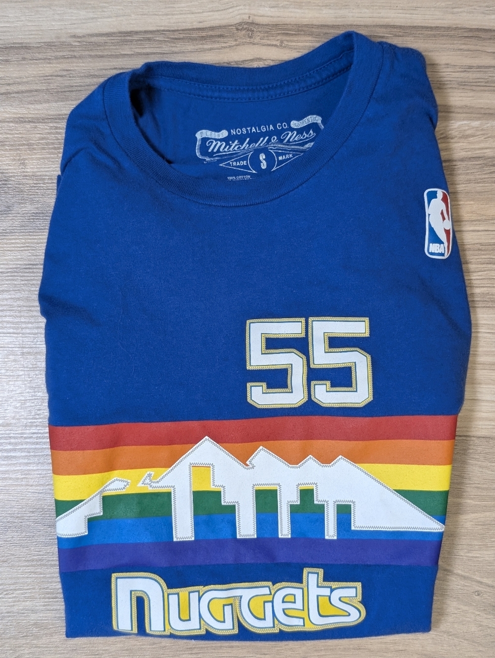 NBA Mitchell And Ness Denver Nuggets Dikembe Mutumbo Retro Jersey T Shirt Size S